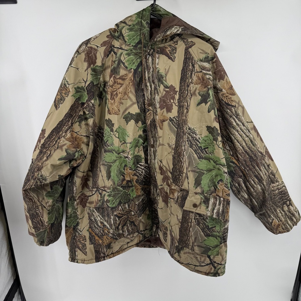 Vtg Stearns DryWear Mens XXL Realtree Camo Hooded Hunting Jacket Fleece Lined